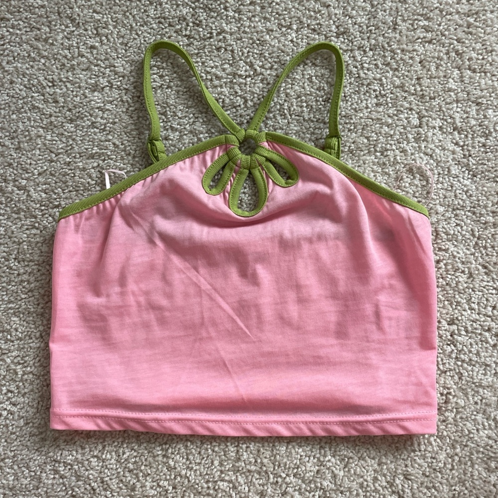 Pink and Green Crop Top